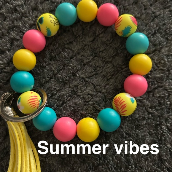 Hand Crafted Beaded Keychain Bracelets - Pink, Blue, Purple, Gold - Picture 14 of 16